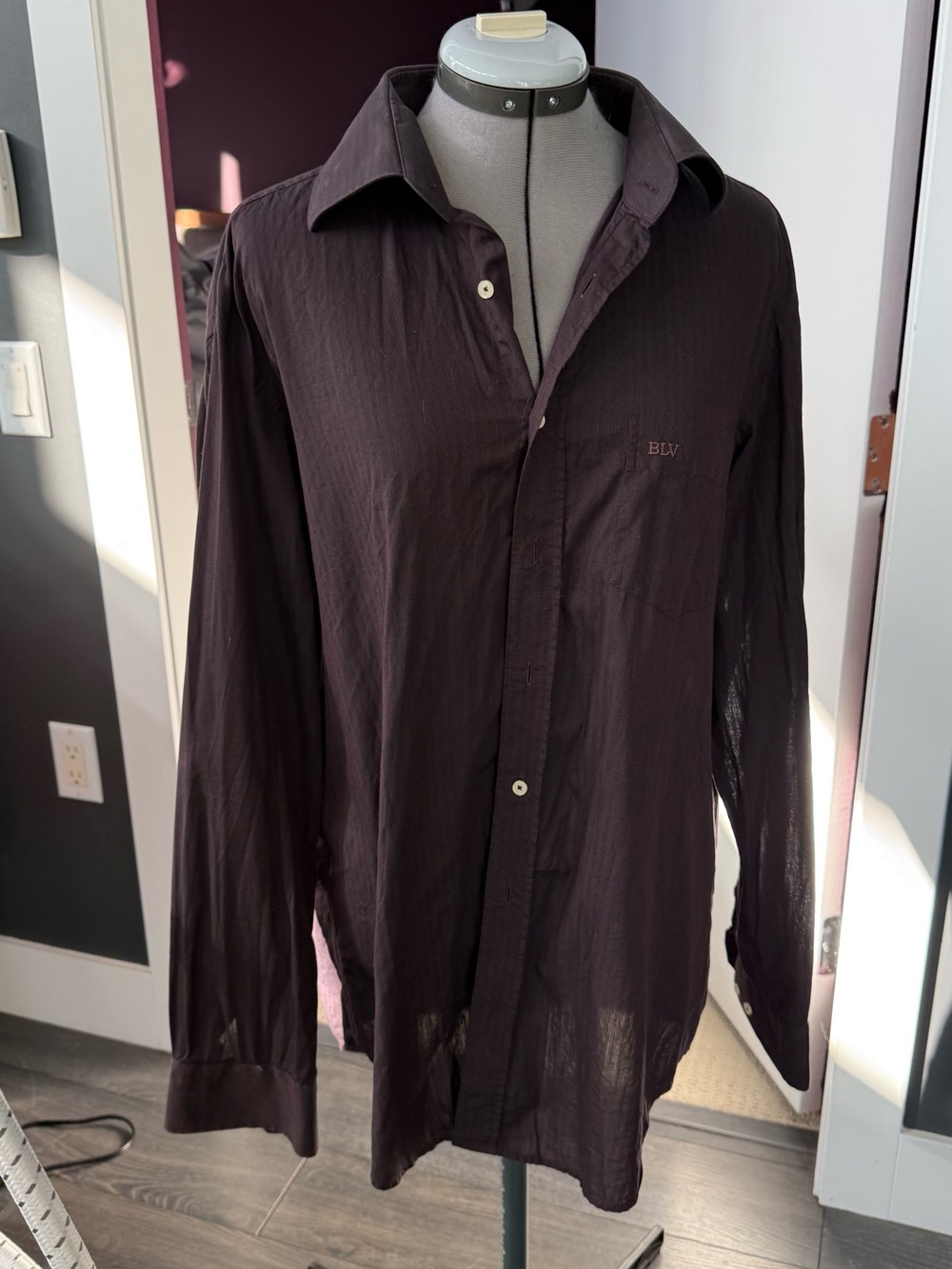 Bulgari Dark Brown Long Sleeve Dress Shirt